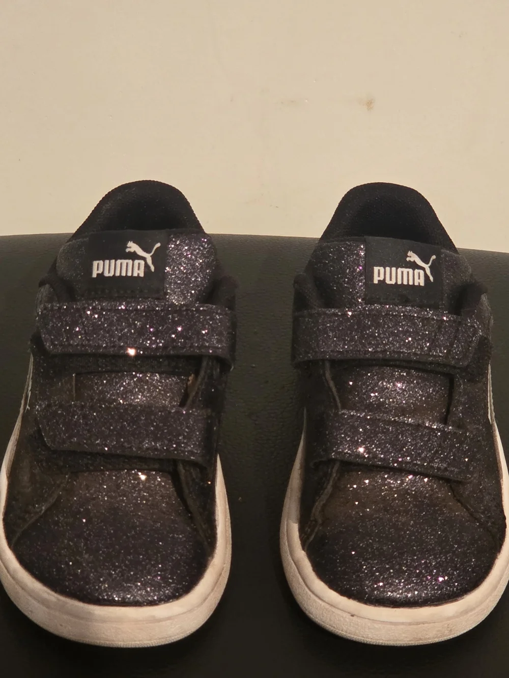 PUMA Kids' Glitter Velcro Sneakers - Black/Purple
